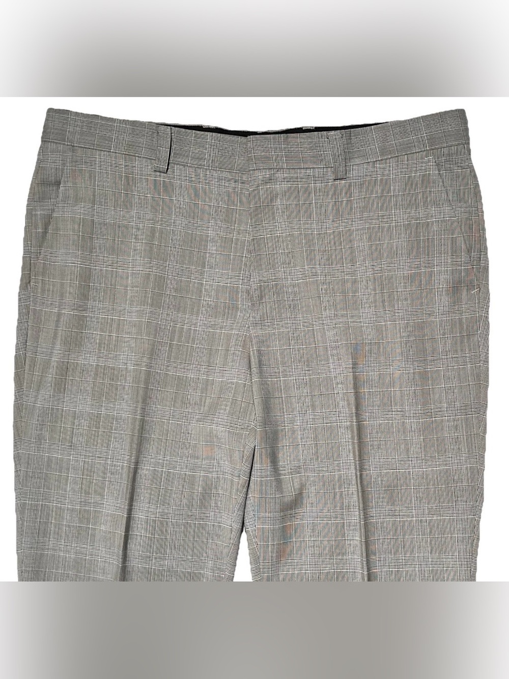$795 HUGO BOSS RED LABEL DRESS PANTS 40 LIGHT GRAY BLACK BLUE PLAID